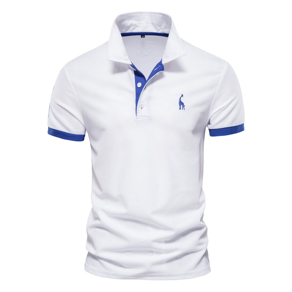 MEELANO Stilfuld Sommer Polo Tshirt Til Mænd Let Åndbart Stof Hvid - Blå