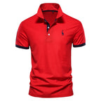 MEELANO Stilfuld Sommer Polo Tshirt Til Mænd Let Åndbart Stof Rød - Sort