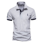 MEELANO Stilfuld Sommer Polo Tshirt Til Mænd Let Åndbart Stof Grå - Mørkeblå