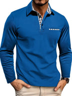 MEELANO Christian | Herre Langærmet Polo Shirt - Klassisk Bomulds Polo & Langærmet Poloshirt Blå