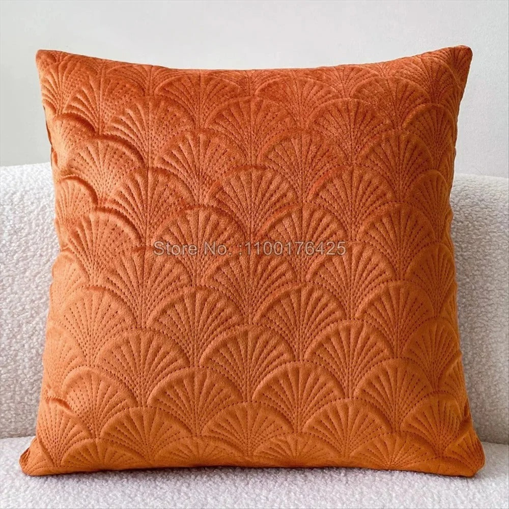 MEELANO Velvet Skall Pude Betræk Til Sofa Og Stue Dekor Indretning Orange 45x45cm