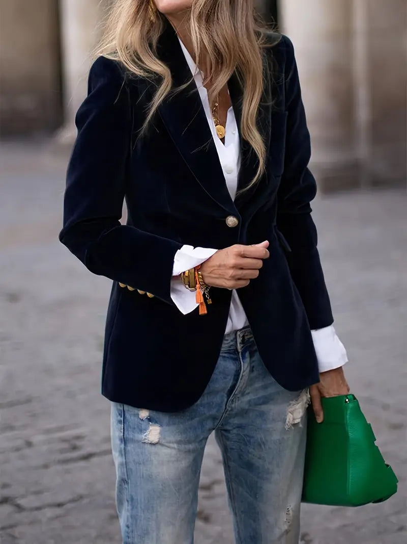 MEELANO Viola | Dame Figursyet Blazerjakke - Elegant Langærmet Blazer & Business Jakke Sort