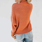 Luna | Dame Strukturstrikket Sweater - Langærmet Varm Striktrøje
