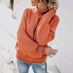 Luna | Dame Strukturstrikket Sweater - Langærmet Varm Striktrøje