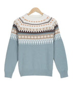 Zahara | Dame Geometrisk Mønstret Sweater - Langærmet Strik Pullover