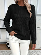 MEELANO Silja | Dame Langærmet Kabelstrikket Sweater - Varm & Blød Kabelstrik Trøje Sort
