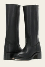 MEELANO Flōre | Dame Klassisk Læderstøvle med Blokhæl - Håndlavede Ankelstøvler i Ægte Læder Sort