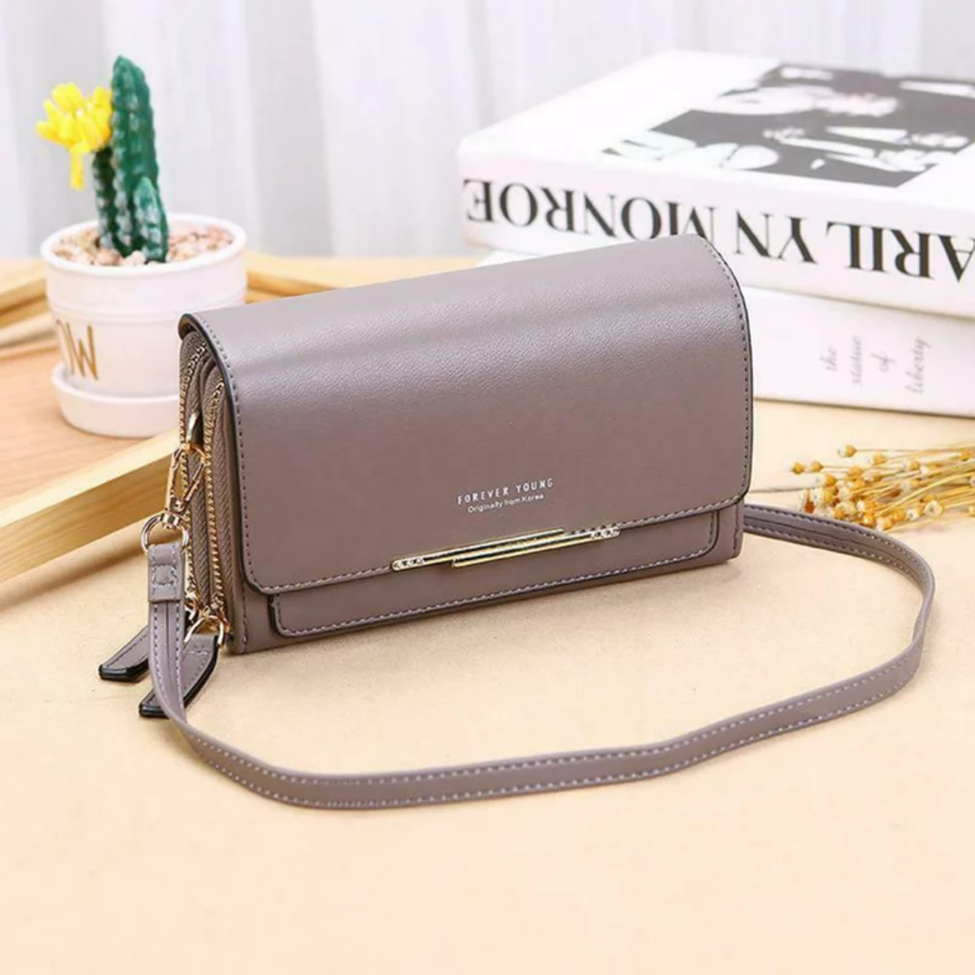 MEELANO Crossbody Taske – Organiseret Taske med Mange Lommer og Kortlommer Grå 1