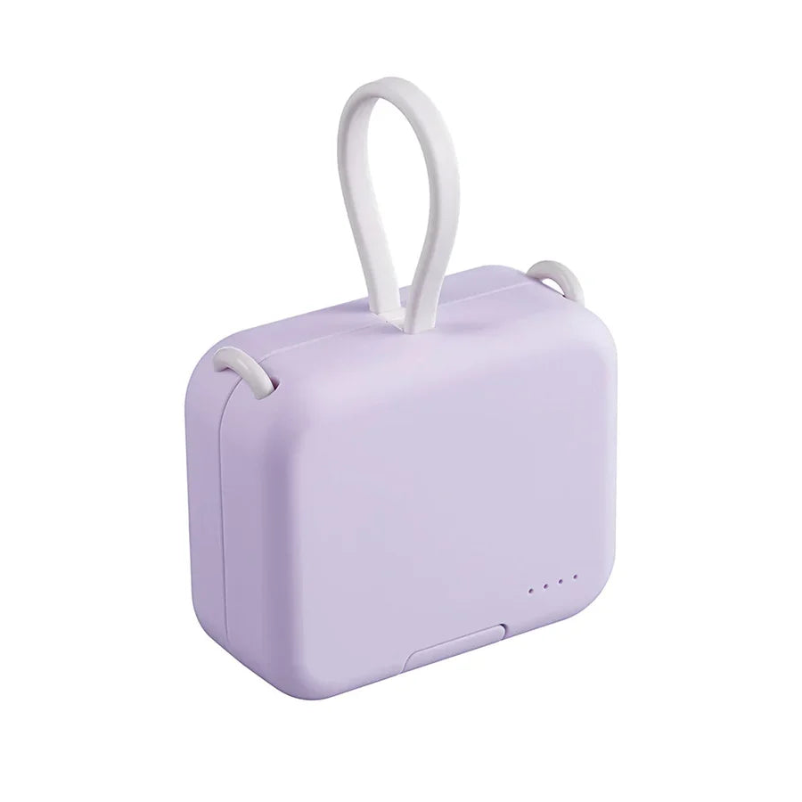 MEELANO Kompakt Powerbank 5000mAh – Mini Powerbank med Hurtig Opladning & USB-C, til iPhone & Android, 3 Farver – PowerPocket Lilla