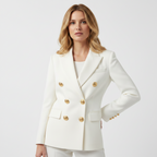 MEELANO Luna | Dame Dobbeltradet Blazer med Knapper - Elegant Langærmet Habitjakke