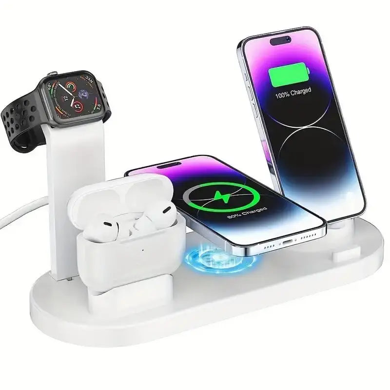 MEELANO Trådløs Ladestation 3-i-1 – Ladestation til iPhone, Apple Watch & AirPods, Hvid eller Sort – Chargix