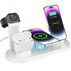 MEELANO Trådløs Ladestation 3-i-1 – Ladestation til iPhone, Apple Watch & AirPods, Hvid eller Sort – Chargix