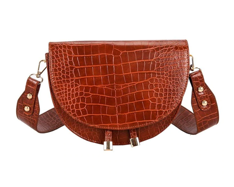 MEELANO Crossbody Taske – Stilfuld Taske i Kunstkrokodillelæder med Krokodilleprint Brun