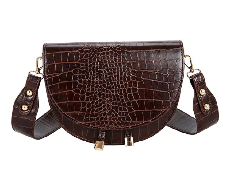 MEELANO Crossbody Taske – Stilfuld Taske i Kunstkrokodillelæder med Krokodilleprint Chokolade