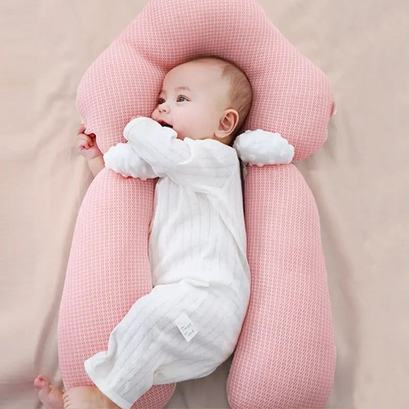 MEELANO Ergonomisk Babypude med Justerbar Støtte – Vendbar Komfortpude 65 × 42 cm, Maskinvaskbar – 0-12 Måneder (Kun Under Opsyn)