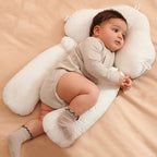 MEELANO Ergonomisk Babypude med Justerbar Støtte – Vendbar Komfortpude 65 × 42 cm, Maskinvaskbar – 0-12 Måneder (Kun Under Opsyn)