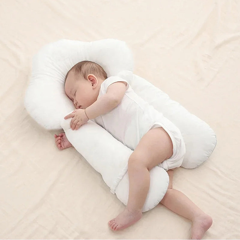 MEELANO Ergonomisk Babypude med Justerbar Støtte – Vendbar Komfortpude 65 × 42 cm, Maskinvaskbar – 0-12 Måneder (Kun Under Opsyn)
