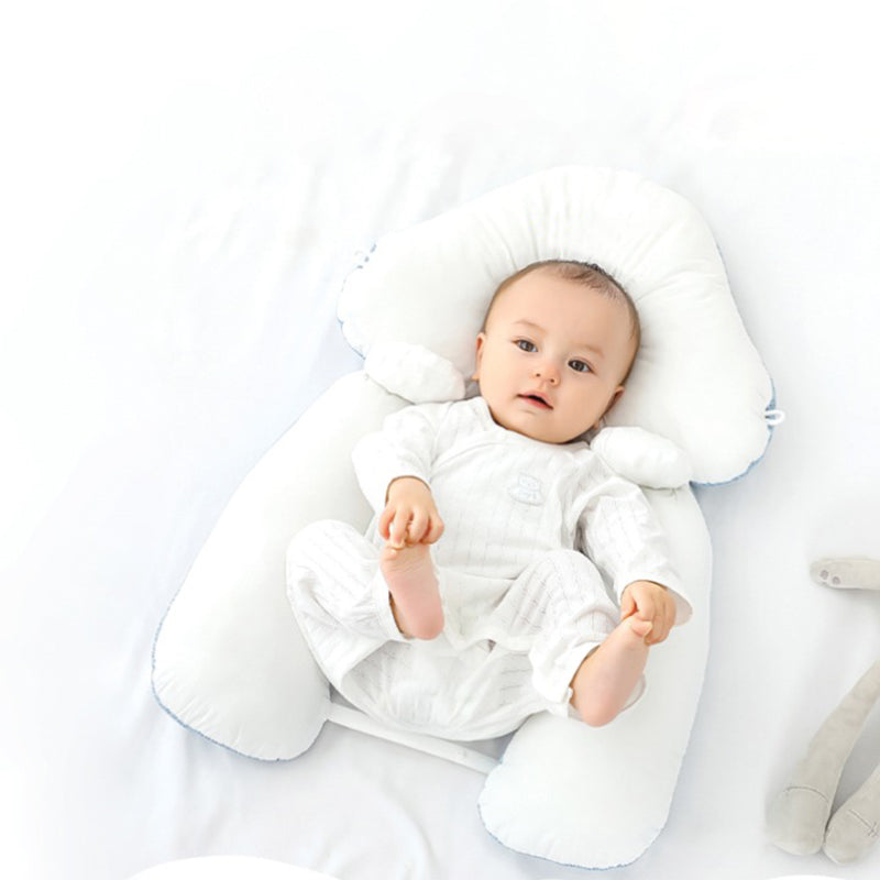 MEELANO Ergonomisk Babypude med Justerbar Støtte – Vendbar Komfortpude 65 × 42 cm, Maskinvaskbar – 0-12 Måneder (Kun Under Opsyn)