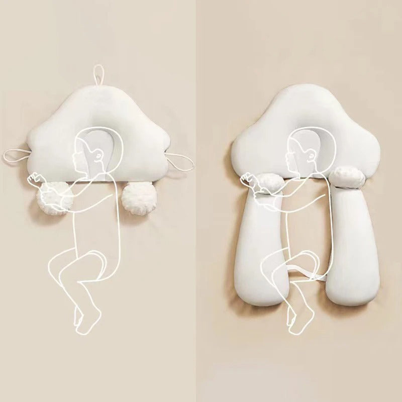 MEELANO Ergonomisk Babypude med Justerbar Støtte – Vendbar Komfortpude 65 × 42 cm, Maskinvaskbar – 0-12 Måneder (Kun Under Opsyn)