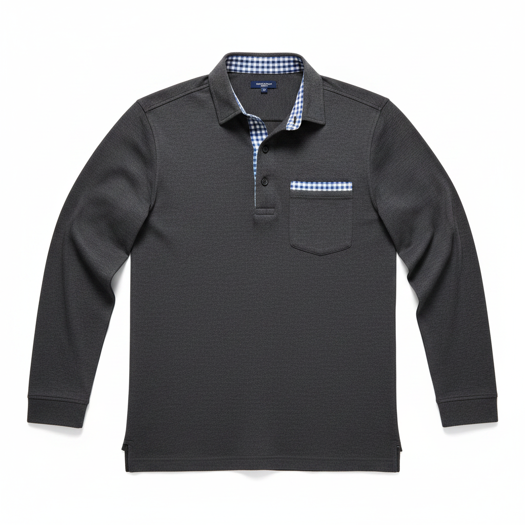 MEELANO Zipari | Herre Langærmet Poloshirt i Varm Bomuld - Klassisk Langærmet Polo