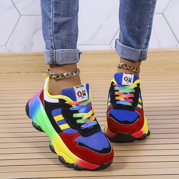 MEELANO Umami | Dame Regnbue Sneakers - Støttende & Komfortable Vandresko med Svangstøtte