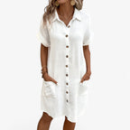 MEELANO Olivia Sommerkjole – Elegant Stofblanding med Komfort & Stil