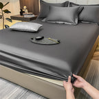 MEELANO Bomuld Dynebetræk Med Stram Pasform Og Åndbarhed Til Senge Mørkegrå