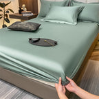MEELANO Bomuld Dynebetræk Med Stram Pasform Og Åndbarhed Til Senge Grøn