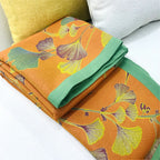 MEELANO Ginkgo Blade Jacquard Bomulds Vendbart Quilt