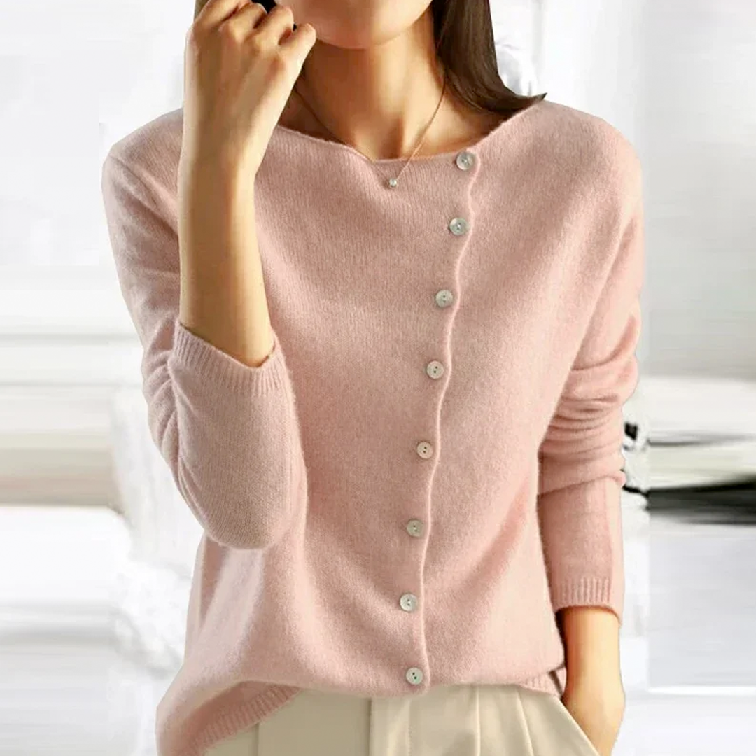 MEELANO Umami | Dame Uld Cardigan - Elegant & Blød Strikjacka i Uldblanding Rosa