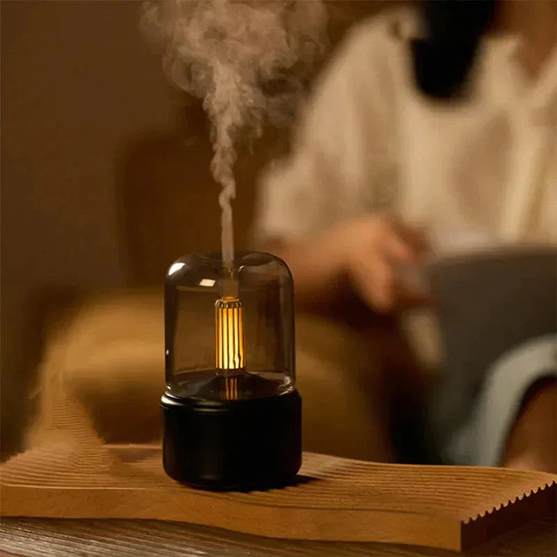 MEELANO Elektrisk Aromaterapi-Diffuser og Luftfugter – Aroma Diffuser med Automatisk Sluk, til Æteriske Olier, Sort eller Hvid – AromaLux