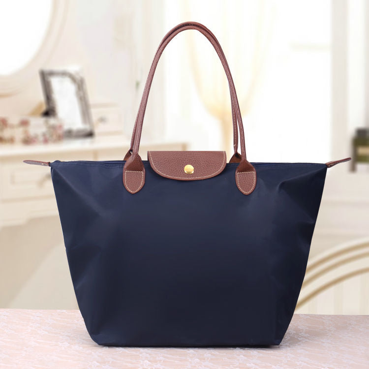 MEELANO Oxford Skuldertaske – Rummelig og Elegant Luxe Taske til Hverdagen Marineblå