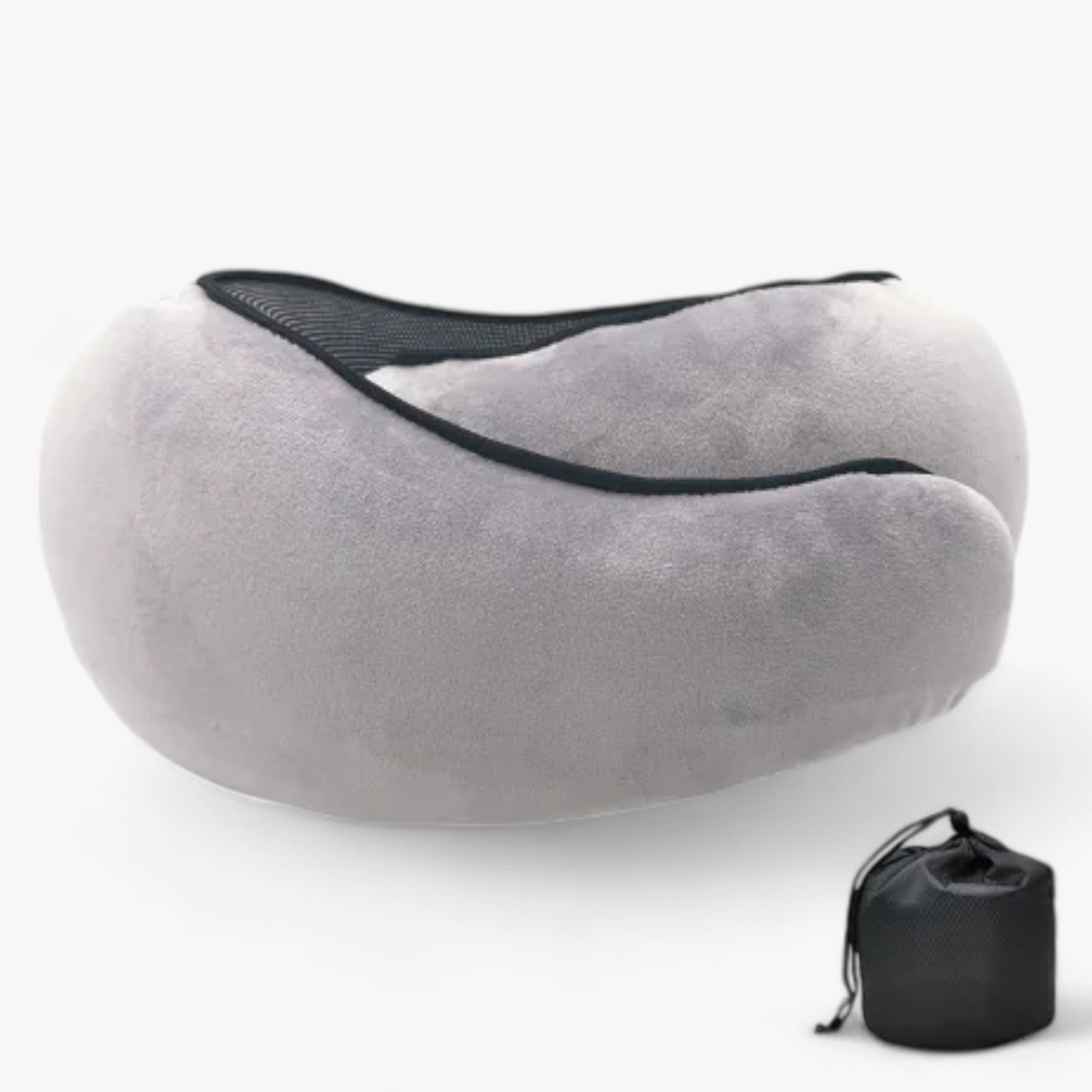 MEELANO TravelPillow – Rejsepude i Memory Foam med Taske Lys grå