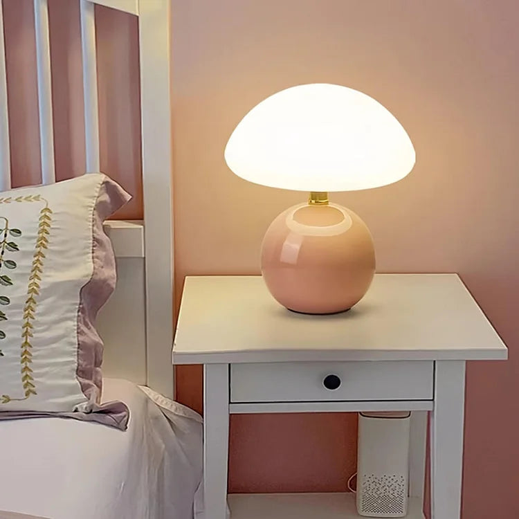 MEELANO Fransk cremefarvet champignonlampe Lyserød