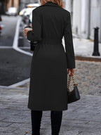 MEELANO Lang Sort Trenchcoat Til Kvinder Med Elegant Bælte Og Snit