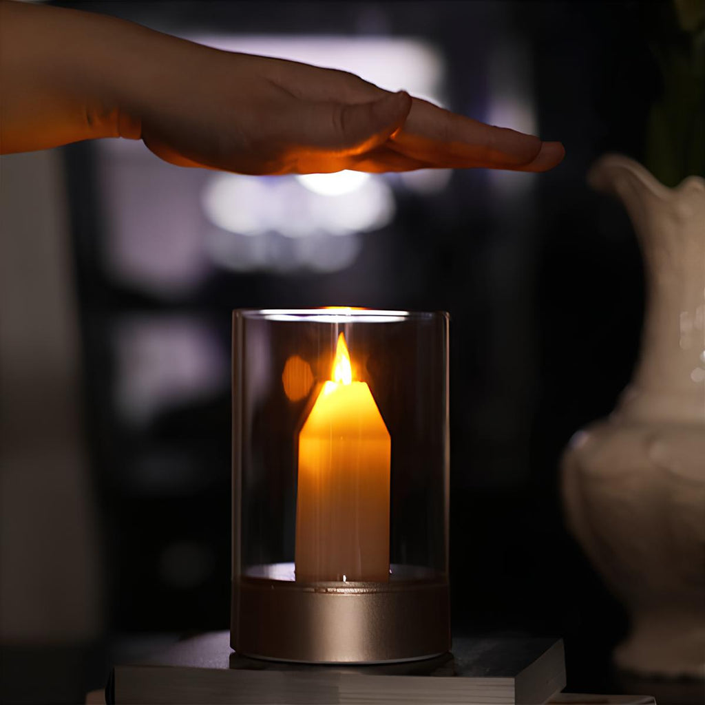 MEELANO Trådløs LED-Stearinlyslampe – Moderne Bordlampe med Stearinlys-look & Gestusstyring, op til 8 Timer Varm Hvid, Flammeløs – LumiCandle