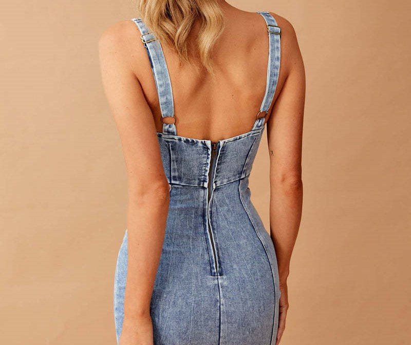 MEELANO Chloé | Elegant Kjole i Demin