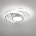 MEELANO Moderne LED Loftlampe – Energibesparende Loftlampe med Dobbeltring-design, 18W, Varm Hvid, Rund, Bølge, Firkant eller Rektangel Rund hvid