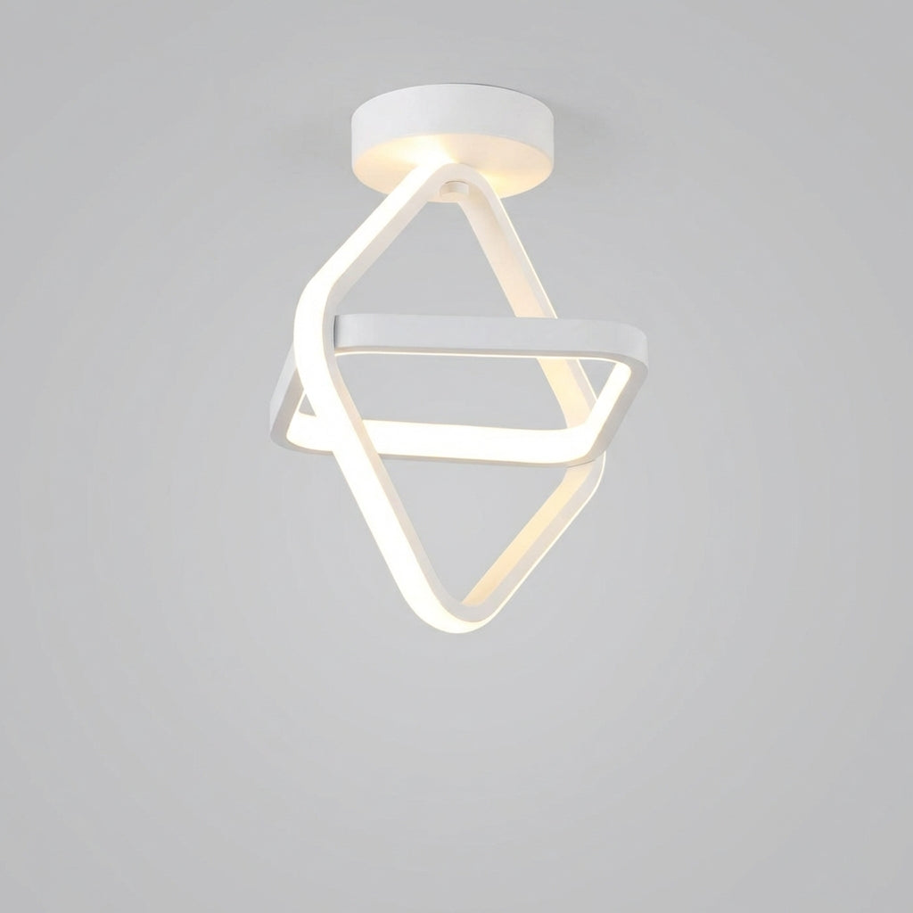 MEELANO Moderne LED Loftlampe – Energibesparende Loftlampe med Dobbeltring-design, 18W, Varm Hvid, Rund, Bølge, Firkant eller Rektangel Rektangulær hvid