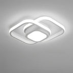 MEELANO Moderne LED Loftlampe – Energibesparende Loftlampe med Dobbeltring-design, 18W, Varm Hvid, Rund, Bølge, Firkant eller Rektangel Firkantet hvid