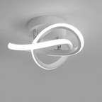 MEELANO Moderne LED Loftlampe – Energibesparende Loftlampe med Dobbeltring-design, 18W, Varm Hvid, Rund, Bølge, Firkant eller Rektangel Bølge hvid