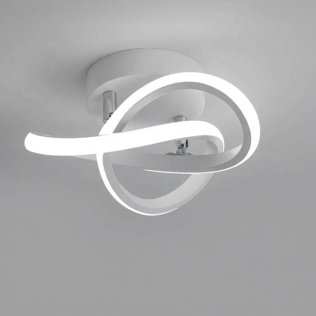 MEELANO Moderne LED Loftlampe – Energibesparende Loftlampe med Dobbeltring-design, 18W, Varm Hvid, Rund, Bølge, Firkant eller Rektangel Bølge hvid