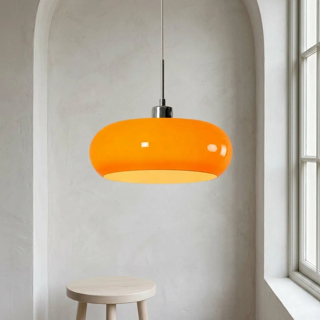 Pendel i mundblæst glas | Bauhaus-design med E27 | Farveskiftende lys Ra97 | Stue & spiseplads