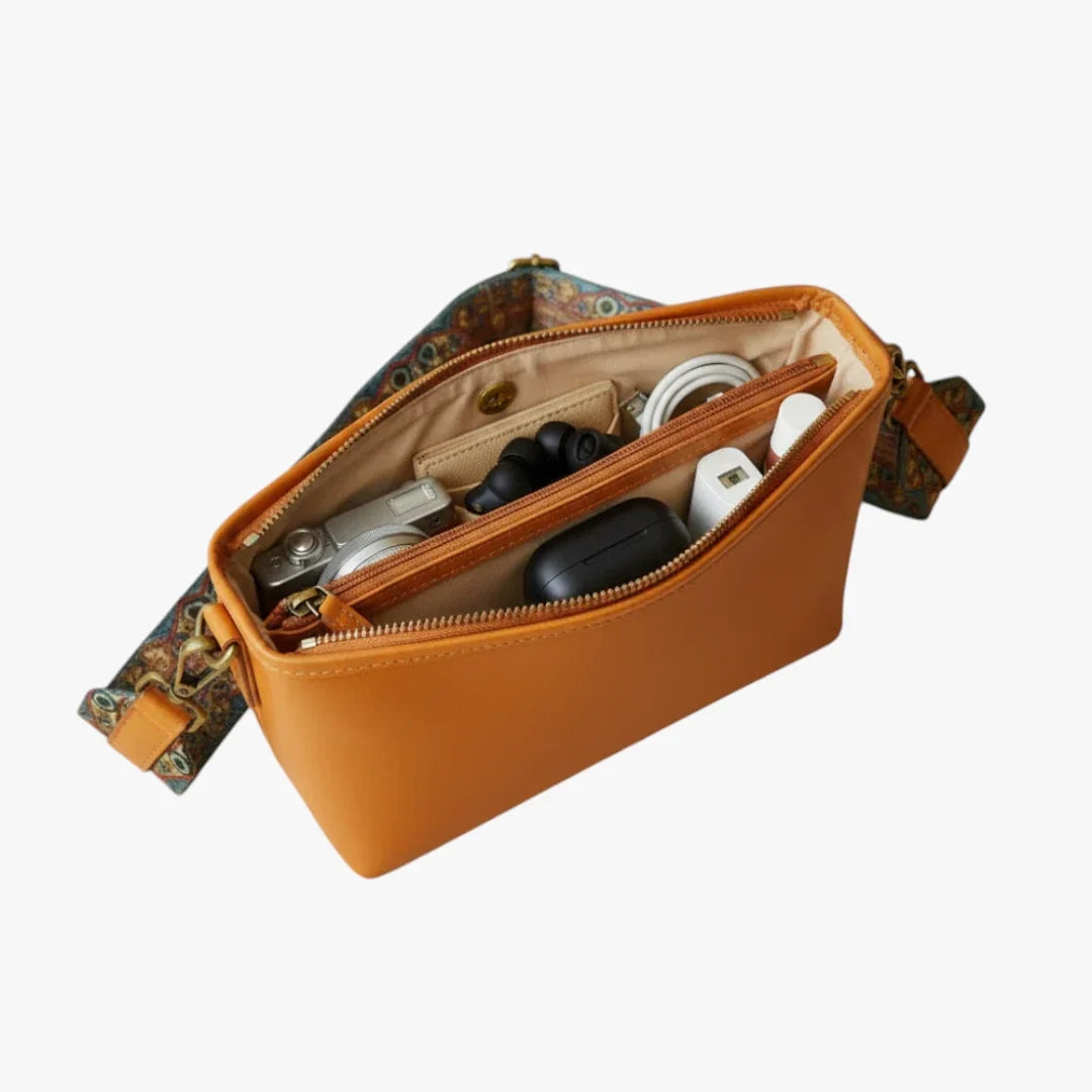 Roque | Vintage Lille Crossbody Taske - Dame Crossover Skuldertaske med Rem & Rum