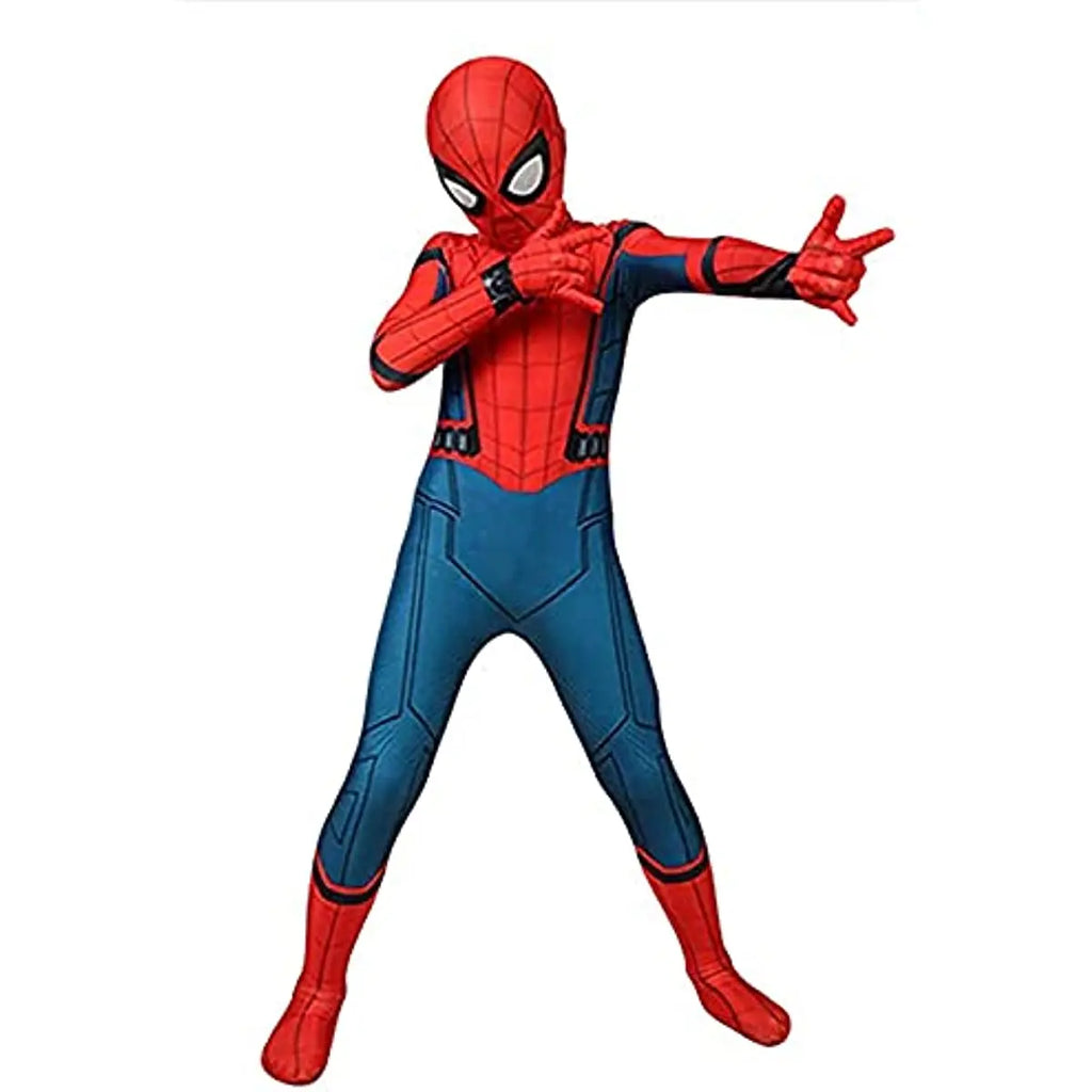 MEELANO Edderkoppehelt Børnekostume – Superheltekostume til Børn med Maske, til Fastelavn & Halloween, 100–150 cm