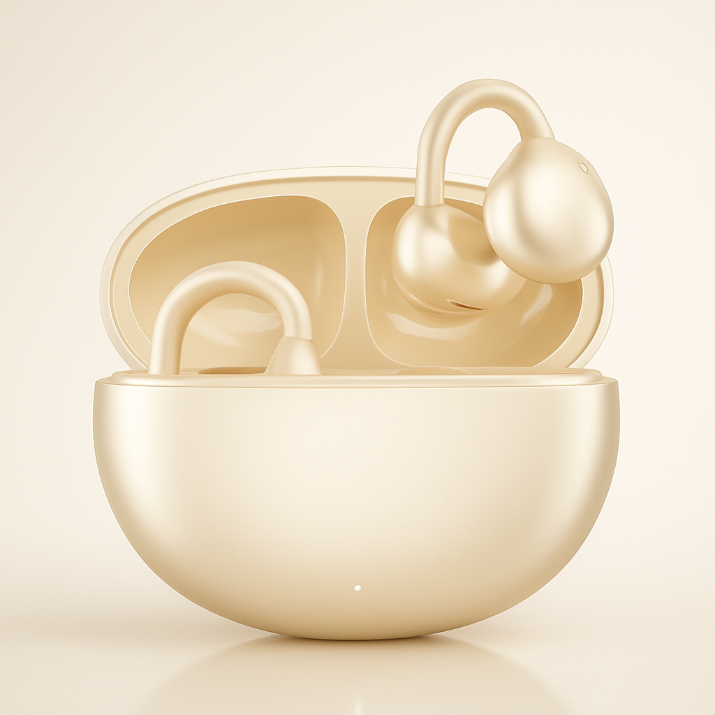 MEELANO Trådløse Åbne Øre Bluetooth Clip Høretelefoner Klar Lyd Beige