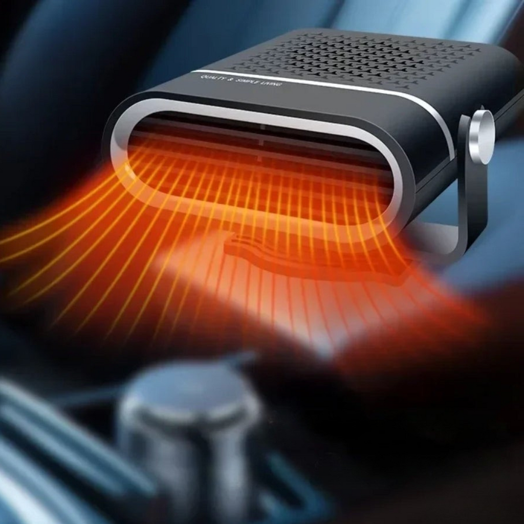 MEELANO Bilvarmer 12V – Bærbar Varmeblæser til Bil med USB, Varme-, Køle- & Ventilatorfunktion, Drejelig Fod, Overophedningssikring, Sort