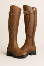 Amore | Knæhøje Damestøvler Spænde Profilsål - Chunky Boots  Eksempel