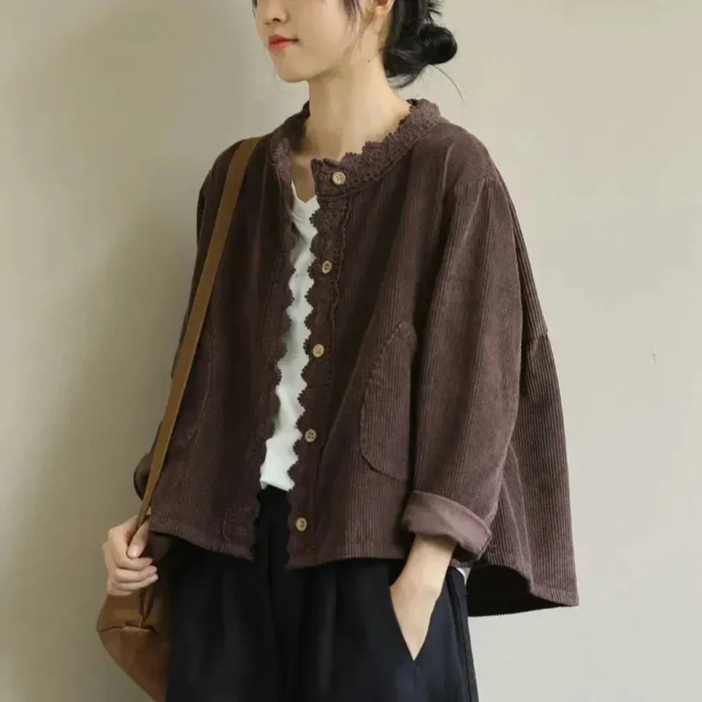 MEELANO Fløjlsjakke til Kvinder - Med elegante syningsdetaljer Brun