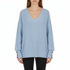 MEELANO Ranches | Dame Finstrikket Striktrøje med V-Hals - Varm Pullover